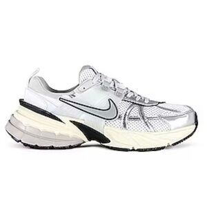 Nike V2K Run White and Metallic Silver Sneakers